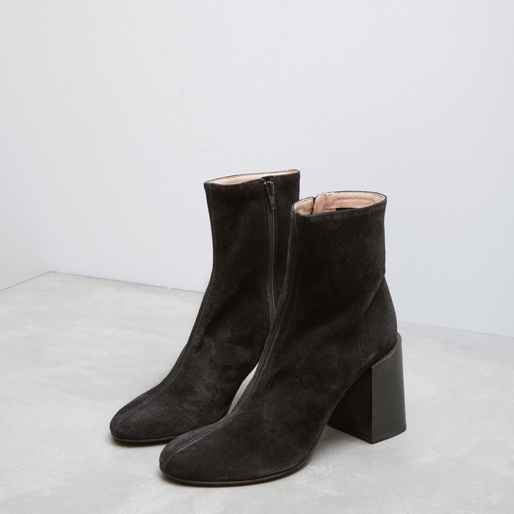 Acne Saul Black Suede Heeled Boots 37